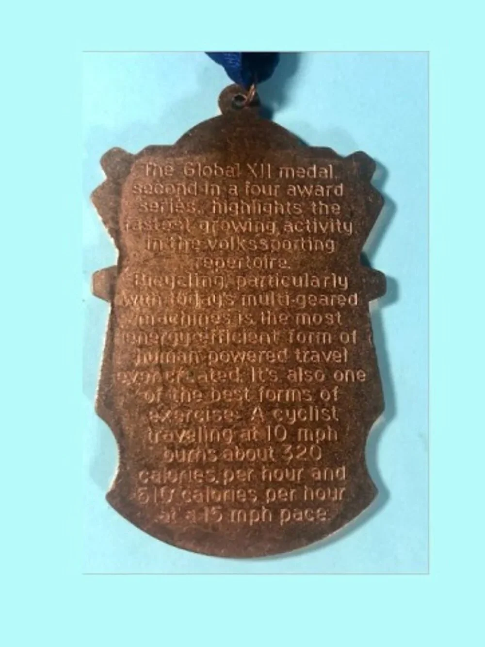 1992 Global XII - GLOBAL USAF Volksmarch Cycling Medal with ribbon ,EUC